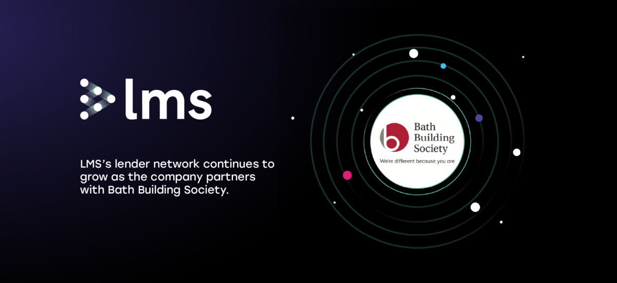 Dark graphic with colourful dots, including an LMS logo and Bath Building Society logo.